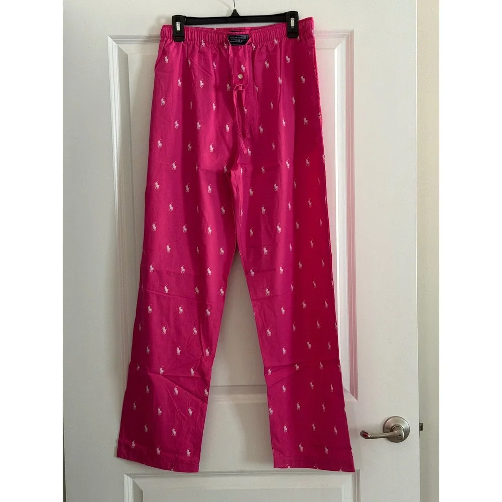 Polo Ralph Lauren Pink Pony Logo Cotton Sleepwear Pajama Pants Medium